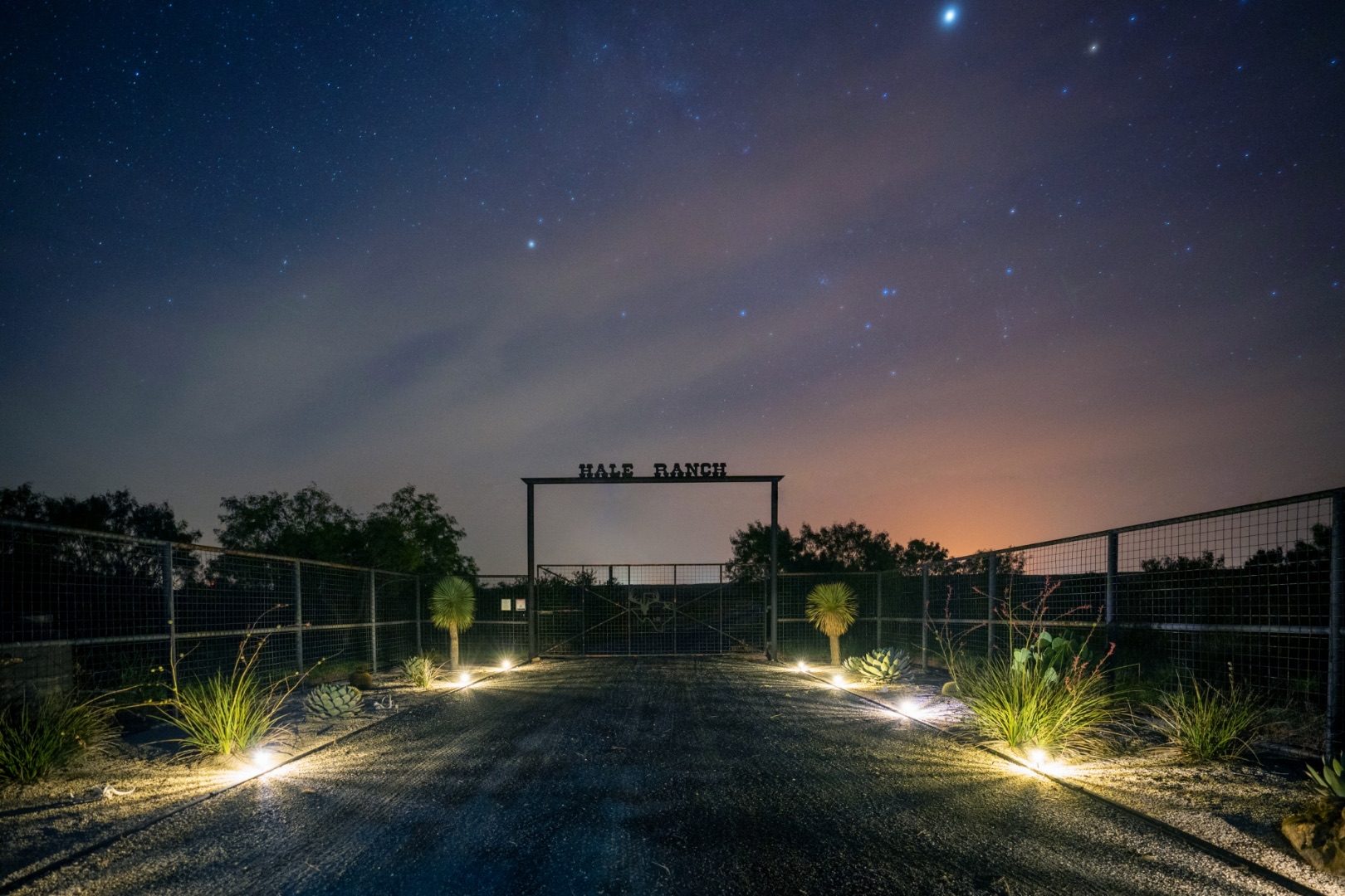 Hale Ranch entrance at night