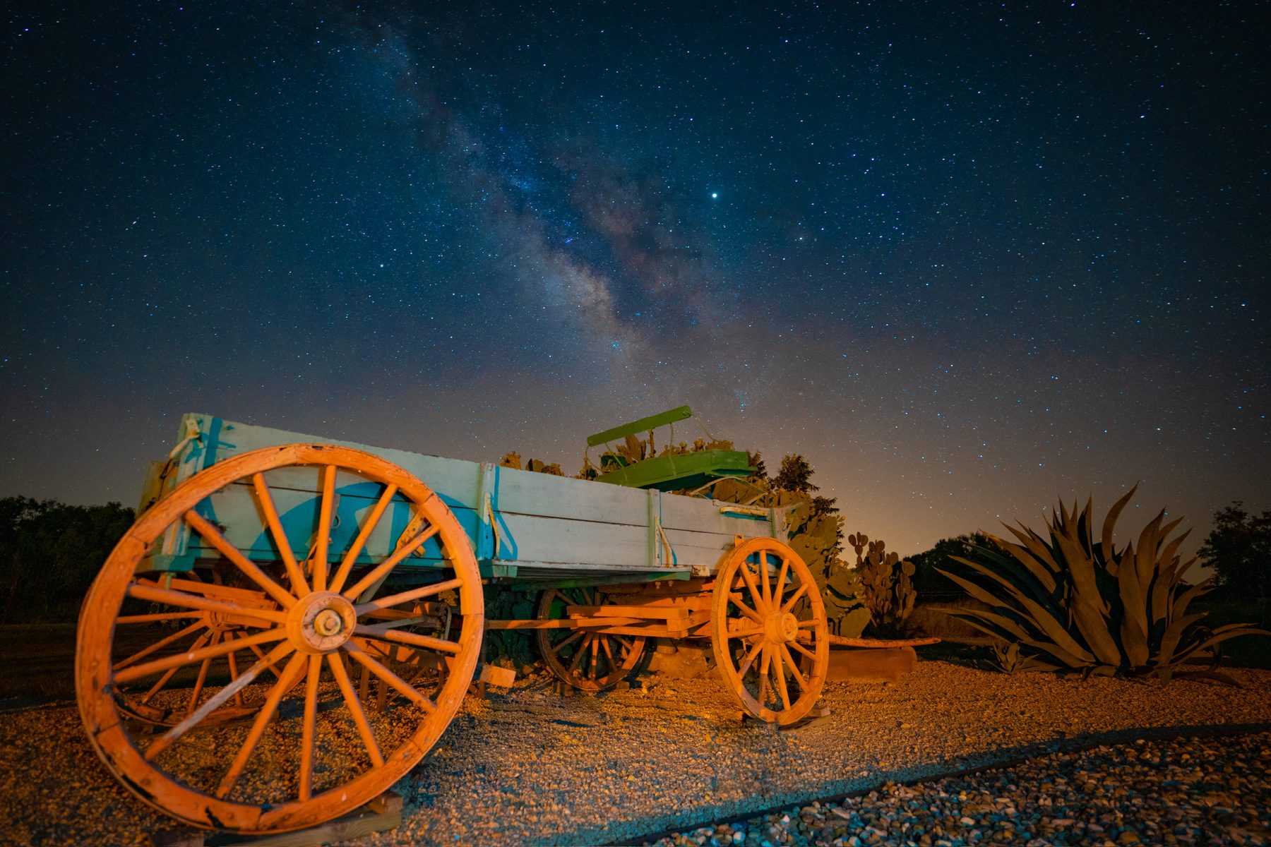 Wagon under the Milky Way at Hale Ranch